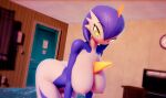  3d_(artwork) absurd_res anthro bent_over big_breasts big_butt blue_body breasts butt digital_media_(artwork) dutch_angle fan_character female gardevoir hi_res humanoid looking_at_viewer mmd multicolored_body nintendo nipples nude pinup pok&eacute;mon pok&eacute;mon_(species) pose smile solo sunset two_tone_body video_games white_body wide_hips yellow_eyes 