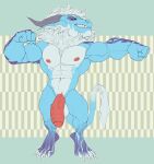  2021 4_fingers 4_toes abs absurd_res action_pose anthro arm_markings balls belly biceps big_balls big_muscles big_pecs big_penis big_quads black_horn black_sclera blue_arms blue_body blue_ears blue_feet blue_hands blue_head blue_legs blue_scales blue_tail bristol claws colored deltoids digital_drawing_(artwork) digital_media_(artwork) digitigrade dipstick_tail dragon ears_back eye_markings eyebrows facing_viewer feet fingers fist flat_colors foreskin front_view full-length_portrait fur genitals glans green_background half-closed_eyes hi_res horn huge_balls huge_penis humanoid_genitalia humanoid_hands humanoid_penis looking_at_viewer male manly markings multicolored_body multicolored_feet multicolored_head multicolored_scales multicolored_tail muscular muscular_anthro muscular_male narrowed_eyes navel nipples nude nude_anthro nude_male obliques open_mouth open_smile partially_retracted_foreskin pecs penis pink_glans pink_nipples pink_penis pivoted_ears portrait pose punch purple_arms purple_body purple_feet purple_hands purple_head purple_markings purple_scales quads scales scalie serratus sharp_teeth short simple_background smile solo standing teeth thick_penis toes toony triceps two_tone_arms two_tone_hands two_tone_tail vein veiny_penis white_balls white_belly white_body white_chest white_claws white_eyebrows white_eyes white_feet white_fur white_head white_inner_ear white_markings white_scales white_tail 