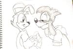  animaniacs anthro blush blushing_profusely bodily_fluids canid canine canis clothed clothing disney domestic_dog eye_contact fantasypuppy gloves goof_troop half-closed_eyes handwear inkblot leering looking_at_another male male/male mammal max_goof narrowed_eyes nervous nervous_smile sketch smile sweat sweatdrop warner_brothers yakko_warner 