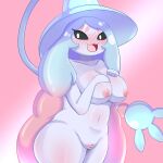  0227 1:1 absurd_res big_breasts black_sclera blush breasts censored embarrassed female genitals hand_on_breast hatterene hi_res humanoid nintendo not_furry nude open_mouth pok&eacute;mon pok&eacute;mon_(species) pussy simple_background solo video_games 