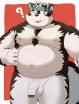  2021 ? absurd_res anthro balls belly blush canid canine canis censored flaccid genitals hi_res horkeukamui humanoid_genitalia humanoid_hands humanoid_penis kemono male mammal moobs navel nipples overweight overweight_male penis simple_background solo tokyo_afterschool_summoners video_games wolf zuboboz 