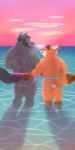  1:2 2021 anthro ari_guardian axel_(axelthewerewolf) blush butt butt_grab canid canine canis clothing detailed_background disney duo fox gideon_grey hand_on_butt hi_res humanoid_hands jockstrap male male/male mammal outside slightly_chubby underwear water wolf zootopia 