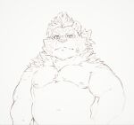  2021 anthro belly felid heylaw21 hi_res kemono licho_(tas) male mammal moobs navel nipples pantherine portrait simple_background slightly_chubby solo tiger tokyo_afterschool_summoners video_games 