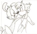  animaniacs anthro blush canid canine canis clothed clothing disney domestic_dog duo eye_contact fantasypuppy flirting gloves goof_troop handwear holding_person inkblot looking_at_another male male/male mammal max_goof sketch smile surprise surprised_expression warner_brothers yakko_warner 