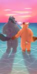  1:2 2021 anthro ari_guardian axel_(axelthewerewolf) blush butt butt_grab canid canine canis detailed_background disney duo fox gideon_grey hand_on_butt hi_res humanoid_hands male male/male mammal outside slightly_chubby water wolf zootopia 