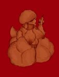  2021 anthro areola big_breasts biped breast_markings breasts butt butt_markings cleavage clothed clothing curvy_figure digital_media_(artwork) elemental_creature female fungi_fauna fungus genitals hi_res huge_hips huge_thighs markings monster_girl_(genre) mush_(tacofoxbrazil) mushroom navel nipples not_furry nude orange_body plant pussy simple_background solo tacofoxbrazil thick_thighs wide_hips 