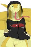  2:3 absurd_res alpha_channel apode breasts clothed clothing draconcopode female genitals hi_res legless looking_at_viewer naga non-mammal_breasts pussy python reptile scalie serpentine snake snake_hood solo thegamingzilla tongue tongue_out 