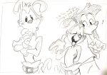  ! animaniacs anthro blush canid canine canis clothed clothing disney domestic_dog duo eyes_closed fantasypuppy flirting gloves goof_troop handwear inkblot looking_at_another male male/male mammal max_goof sketch warner_brothers yakko_warner 