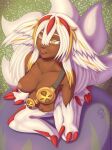  absurd_res anthro bra breasts claws clothed clothing dark_body dark_skin faputa female fur hi_res humanoid made_in_abyss multi_arm multi_limb multi_tail navel nipples outie_navel partially_clothed sacrificabominat solo underwear white_body white_fur yellow_body yellow_fur 