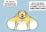  ambiguous_gender bloated bloated_belly blubberwhale_(artist) canid canine canis collar colored domestic_dog english_text feral fur mammal martha_lorraine martha_speaks morbidly_obese morbidly_obese_ambiguous morbidly_obese_feral obese obese_ambiguous obese_feral overweight overweight_ambiguous overweight_feral red_collar rumbling_stomach simple_background solo text white_body white_fur yellow_body yellow_fur 