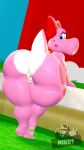  3d_(artwork) 9:16 accessory anthro anus big_butt birdo butt digital_media_(artwork) female genitals hair_accessory hair_bow hair_ribbon hi_res huge_butt looking_back margieisnotcool mario_bros nintendo nude pussy ribbons solo source_filmmaker thick_thighs video_games wide_hips 