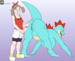  anthro anus balls bent_over big_balls big_breasts big_penis breasts claws clitoris clothed clothing duo erection female feraligatr fours_(artist) genitals gradient_background gynomorph gynomorph/female hand_on_butt hi_res holding_penis huge_breasts human human_on_anthro humanoid_genitalia humanoid_penis intersex intersex/female interspecies long_penis looking_back mammal may_(pok&eacute;mon) nintendo nude penis penis_through_fly pok&eacute;mon pok&eacute;mon_(species) pok&eacute;philia poking_out presenting presenting_pussy pussy retracted_foreskin simple_background text thick_penis tongue tongue_out url vein veiny_penis video_games 