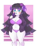  absurd_res animal_crossing anthro big_breasts bikini black_lipstick bovid breasts caprine cleavage clothed clothing female food gammainks hand_in_pocket hi_res huge_breasts jacket lipstick looking_at_viewer makeup mammal muffy_(animal_crossing) nintendo pockets popsicle sheep solo swimwear topwear video_games 