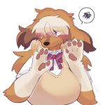  1:1 2021 4_fingers anthro azuki_merun11 big_breasts black_nose blush bow_tie breasts brown_body brown_fur brown_hair bust_portrait canid canine canis claws clothed clothing collared_shirt domestic_dog embarrassed female finger_claws fingers floppy_ears fur gloves_(marking) hair hair_over_eyes hase_(azuki_merun11) hi_res kemono mammal markings molosser mountain_dog multicolored_body multicolored_fur multicolored_hair pawpads paws portrait purple_eyes saint_bernard shirt signature simple_background solo tan_body tan_fur tan_hair topwear translucent translucent_hair vest white_background white_body white_fur white_hair 