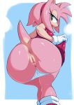  accessory amy_rose anthro anus bent_over bottomwear breasts butt butt_focus censored clothing eulipotyphlan female fur genitals gloves green_eyes hair_accessory hairband handwear hedgehog hi_res looking_at_viewer looking_back mammal open_mouth panties panties_down pink_anus pink_body pink_pussy pink_skin pochincoff pussy rear_view sega simple_background skirt solo sonic_the_hedgehog_(series) underwear underwear_down video_games 