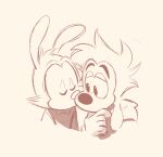  animaniacs anthro canid canine canis ciervorobot clothed clothing disney domestic_dog duo eyes_closed goof_troop half-closed_eyes hi_res holding_face inkblot kissing kissing_cheek love male male/male mammal max_goof narrowed_eyes sketch warner_brothers yakko_warner 
