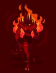  2018 3_toes broken_horn chest_scar clothed clothing demon digital_drawing_(artwork) digital_media_(artwork) feet fire hi_res horn humanoid ionicisaac leg_scar looking_at_viewer male malphas_(ionicisaac) red_body red_skin scar solo spade_tail toes underwear underwear_only 
