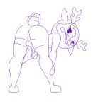  anthro anus butt cervid clothing genitals girly happy_tree_friends hi_res lechugansfw legwear makeup male mammal mime_(htf) penis presenting presenting_anus presenting_hindquarters raised_tail sketch solo stockings 