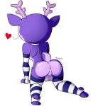  anthro anus butt cervid clothing fur girly happy_tree_friends hi_res lechugansfw legwear makeup male mammal mime_(htf) presenting presenting_anus presenting_hindquarters purple_body purple_fur solo stockings 