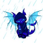  1:1 alpha_channel blue_body blue_eyes clothed clothing dragon edragon119 european_mythology looking_at_viewer male mythology raining scalie sitting stripes water western_dragon wings 