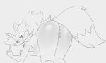  absurd_res anthro artply braixen breasts female genitals hi_res looking_at_viewer monochrome nintendo pok&eacute;mon pok&eacute;mon_(species) pussy smile smiling_at_viewer solo video_games 
