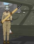  anthro cel_shading clothing female hi_res military military_helmet military_uniform repgg shaded solo tank uniform vehicle 