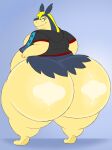  anthro big_butt black_clothing black_topwear blonde_hair bottomless butt clothed clothing eyewear glasses hair hi_res huge_butt hyper hyper_butt male megacoolbear_(artist) nintendo open_clothing open_topwear overweight overweight_anthro overweight_male pok&eacute;mon pok&eacute;mon_(species) solo thick_thighs topwear typhlosion video_games 