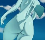 anthro anthrofied breasts butt butt_focus cloud day eeveelution faceless_anthro faceless_character faceless_female female glaceon green_body nintendo nude outside pok&eacute;mon pok&eacute;mon_(species) pok&eacute;morph raised_tail rear_view redtetsu shaded sky standing video_games 