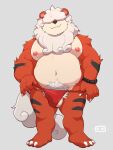  2021 anthro anthrofied asian_clothing balls belly bulge canid canine clothing cute_fangs east_asian_clothing fundoshi genitals hi_res hisuian_growlithe japanese_clothing male mammal moobs navel nintendo nipples o-ro orange_body overweight overweight_male pok&eacute;mon pok&eacute;mon_(species) red_clothing red_fundoshi red_underwear simple_background solo underwear video_games 