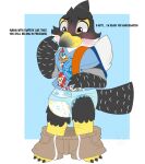  anthro avian bird blush dialogue diaper embarrassed english_text hi_res kibacpup male nephy_abdl_(peregrine) padded padding peregrine solo text top_wing 