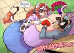  anthro big_breasts bovid bovine breasts candy cattle cervid chocolate dessert duo female flower food fur grey_body grey_fur holidays huge_breasts hyper hyper_breasts jaeh male male/female mammal mother&#039;s_day plant speech_bubble tan_body tan_fur text white_body white_fur 
