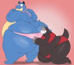 anthro belly big_belly big_butt blastoise blue_body brown_body butt clothing excadrill eyewear glasses hand_on_butt hi_res huge_butt hyper hyper_butt male male/male megacoolbear_(artist) nintendo overweight overweight_anthro overweight_male pok&eacute;mon pok&eacute;mon_(species) scarf thick_thighs thong underwear video_games 