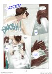  2021 5_fingers anthro athletic athletic_male bathroom bathtub biped blue_eyes breath brown_body brown_face brown_fur brown_hair brown_tail celio_(peritian) comic confusion dialogue domestic_cat english_text featureless_crotch felid feline felis fingers fur gloves_(marking) hair hair_over_eye hi_res humanoid_hands inside male mammal markings nude one_eye_obstructed onomatopoeia open_mouth panting peritian plantigrade siamese solo sound_effects speech_bubble splashing steam tan_body tan_fur text tile tile_wall url wall_(structure) wet wide_eyed yelling 