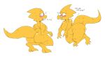  alphys anthro barely_visible_genitalia barely_visible_pussy blush bodily_fluids breasts buckteeth chubby_anthro chubby_female claws crouching curvy_figure dialogue drooling english_text eyewear featureless_breasts female front_view genitals glasses grin hi_res lizard looking_at_butt looking_at_own_butt looking_at_self looking_at_viewer looking_back looking_back_at_viewer medium_breasts mhdrawin multiple_images non-mammal_breasts nude open_mouth pussy rear_view reptile saliva scales scalie simple_background slightly_chubby smile solo stuttering surprise sweat teeth text thick_tail thick_thighs three-quarter_view undertale video_games voluptuous wide_hips yellow_body yellow_scales 