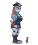  anthro big_breasts big_butt breasts butt clothed clothing digital_drawing_(artwork) digital_media_(artwork) disney esahma female fur hair hi_res judy_hopps lagomorph leporid mammal purple_eyes rabbit simple_background solo text thick_thighs wide_hips zootopia 