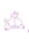  10:16 absurd_res anthro big_breasts breasts butt female fur hi_res monochrome nude pink_and_white solo 
