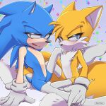  &lt;3 &lt;3_eyes 1:1 anthro canid canine clothing duo eulipotyphlan fox girly gloves handwear heart_eye hedgehog hi_res legwear male mammal miles_prower multi_tail pikative sega sonic_the_hedgehog sonic_the_hedgehog_(series) stockings tongue 