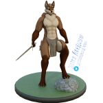  1:1 3d_(artwork) alpha_channel anthro blender_(software) blitz_acerosin blitz_acerosin_(character) bottomwear canid canine canis clothing digital_media_(artwork) dire_wolf loincloth loincloth_only male mammal melee_weapon solo sword weapon 