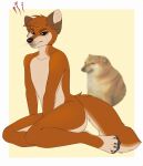  angry anthro banzai.puppy canid canine canis cheems cross-popping_vein dogelore domestic_dog eyebrows fur hi_res hindpaw looking_at_viewer male mammal nude orange_body orange_fur paws shiba_inu simple_background sitting solo spitz whiskers 