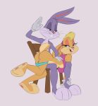  anthro bdsm bent_over breasts buckteeth bugs_bunny butt chair clothed clothing duo female furniture genitals happy happy_sex lagomorph leporid lola_bunny looney_tunes male male/female mammal nipples nude pants_down partially_clothed pussy rabbit saransaran sex simple_background smile spanking teeth the_looney_tunes_show warner_brothers 