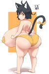  animal_humanoid big_breasts big_butt black_hair breasts butt cat_ear_panties cat_humanoid clothing felid felid_humanoid feline feline_humanoid female hair holding_butt huge_breasts huge_butt humanoid hyper hyper_breasts keyhole_clothing keyhole_panties keyhole_underwear mammal mammal_humanoid panties pasties plantigrade sakanadaze solo underwear yellow_panties 