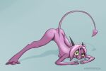  anthro ass_up breasts butt digitigrade dreamkeepers female hair horn jack-o&#039;_pose kripperok lizard looking_at_viewer namah_calah nude pink_body pink_hair pink_skin pose reptile scalie solo spade_tail spread_legs spreading 