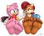  5_toes alpha_channel amy_rose anthro archie_comics barefoot duo feet female foot_fetish foot_focus jcthornton sally_acorn sega soles sonic_the_hedgehog_(archie) sonic_the_hedgehog_(comics) sonic_the_hedgehog_(series) toes 