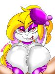  3:4 anthro big_breasts blazedscarf bodily_fluids breast_play breasts broodal cum duo female genital_fluids hariet_(mario) hi_res lagomorph leporid male male/female mammal mario_bros nintendo rabbit sex super_mario_odyssey titfuck video_games 