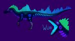  2018 ambiguous_gender black_nose blue_body blue_eyes blue_scales claws contest_entry digital_media_(artwork) dinosaur dinosaur_simulator_(roblox) dromaeosaurid english_text farsidejr feral hi_res markings murusraptor open_mouth pixel_(artwork) rave reptile roblox scales scalie simple_background solo standing teeth text theropod velociraptor video_games 