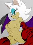  5_fingers anthro anus breasts chiropteran eyelashes female fingers fur genitals green_eyes hi_res looking_at_viewer mammal mostly_nude pussy randomguy999 rouge_the_bat sega simple_background solo sonic_the_hedgehog_(series) white_body white_fur wings 