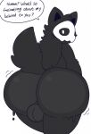  anthro balls big_butt biped black_body black_fur butt changed_(video_game) digital_drawing_(artwork) digital_media_(artwork) drawful-s english_text fur genitals goo_(disambiguation) goo_creature hi_res looking_at_viewer male mask puro_(changed) simple_background solo text 
