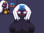  4:3 areola big_areola big_breasts black_body blue_gem bra breasts clothing disembodied_hand duck_dodgers empty_eyes female gem green_gem headgear headwear humanoid hypnosis jewelry looking_at_viewer mind_control necklace not_furry purple_eyes queen_tyr&#039;ahnee serarokusu solo underwear 