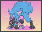  2021 anthro better_version_at_source big_feet border bow clothing digital_media_(artwork) feet fluffy girly grey_border hair jewelry lucario luka_(lucario) male mega_stone necklace nintendo pads_(disambiguation) papayaruka paws pink_theme pok&eacute;mon pok&eacute;mon_(species) shirt solo topwear video_games 