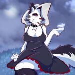  canid canine canis clothed clothing collar dress female helluva_boss hi_res loona_(vivzmind) mammal red_sclera salvador_zabrali solo white_eyes wolf 